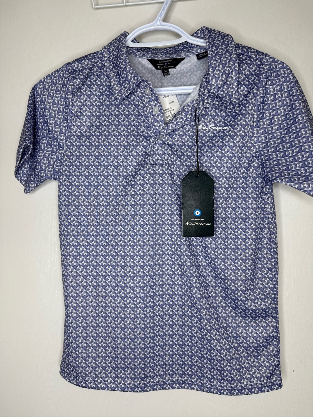 🔥2 for $10🔥 NWT Boys Ben Sherman Blue Patterned Polo Shirt